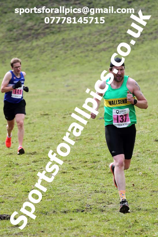 Masters men 2021 NECAA Cross Country Relays, Thornley Farm, Peterlee, Saturday, April 10th. Photo: David T. Hewitson/Sports for All Pics